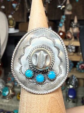 Sterling Silver Turquoise Accent Teardrop Ring - Blue